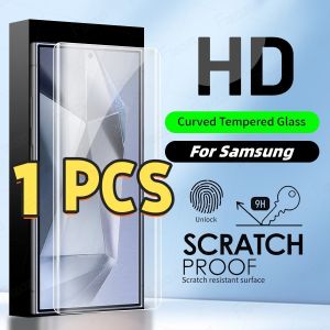 Full Cover Curved Tempered Glass For Samsung Galaxy S25 Edge S24 S23 S21 Fe S22 S20 S10 S9 S8 Note 20 10 9 8 Plus Ultra 5G HD Clear Screen Protector Film