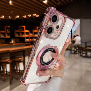 Đối với Samsung Galaxy A54 A34 A24 A14 Note 10 Plus Note 20 Ultra Case Giá đỡ từ tính Mạ trong suốt Vỏ chống sốc