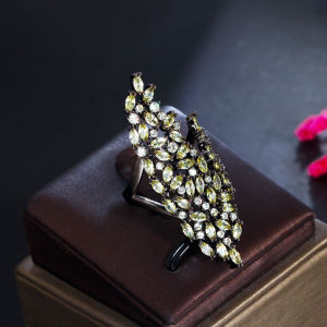 เลื่อมโตสร้างสรรค์เครื่องประดับชุบทองสีดำสำหรับผู้หญิงสีดำฝังเต็มรูปแบบสีเขียว AAAAA หินคริสตัล CZ งดงามแหวนใส่นิ้วทันสมัยสำหรับ SR084อุปกรณ์เสื้อผ้า