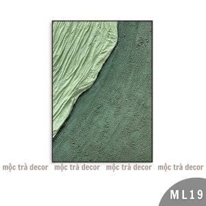 Tranh canvas in họa tiết trừu tượng tone xanh green đã gồm khung composite cao cấp loại 1 và đinh treo