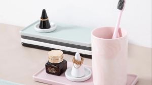 Spot Goods ✨High Quanlity New ceramic tray bathroom tray toilet washstand plate washstand toothbrush rack New Ceramic Tray Bathroom Tray Toilet Lavatory Plate Wash up Sink Toothbrush Holder