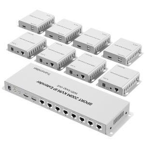 200m KVM IP HDMI Extender 1x8 Splitter with Loop-out Via RJ45 Cat5e CAT6 Cable Video Transmitter and Receiver 1 in 8 Out 1 To 8