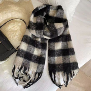YAFEN Plaid Scarf Checkerboard Soft Scarfs Womens Winter Warm Dual Use Long Shawl Vintage Thickened Scarves
