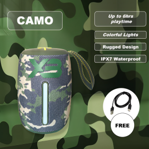 O.SHINE XB103 Pro Portable Bluetooth Speaker with Built-in Mic 2-Way Stereo Sound Rugged Design and LED Light Show - Waterproof Long Battery Life