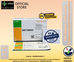 Bactigras 5x5cm Smith & Nephew Acetate Tulle Gras berpakaian bactigrass Chlorhexidine Paraffin Paraffin 7456 86300403