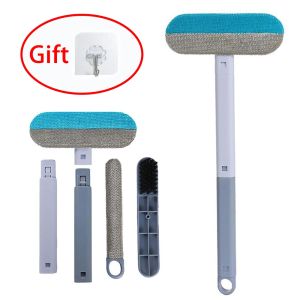KEBETEME 4in1 Pet Hair Remover Brush Long Handle Reusable Lint Brush for Couches Carpets Clothes Bedding Window Cleaning Brush Pet Fur Cleaning Tool