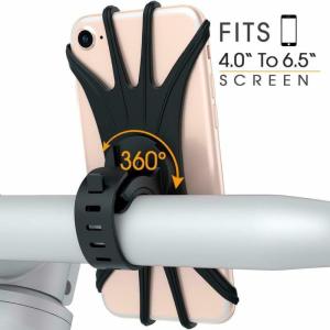 [SONGFUL] 360° Universal Mount Rotatable Silicone Bicycle Phone Holder Motorcycle Bracket compatible with IPhone 12 11 pro max 7 8 plus X Xr Xs Mobile Phone Stand Bike GPS Clip Quick Mount