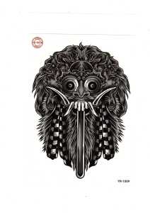 Tato Tatto Temporary Tatoo Tattoo Temporer Barong Hitam Bali Seri YR-1009 Tahan Air Sementara - Tato Lengan Tangan Dada Punggung Kaki Betis - Tato Instan Tubuh Bisa Dihapus