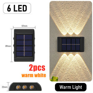 Solar 4/6 LED Lampu Solar Light Outdoor Lighting Garden Wall Lamp For Courtyard Street Landscape Spotlight Garden Decoration Waterproof Sunlight Up and Down Lamp Solar Wall Lights Stairs Fence Lamp Solar Wall Light Light control