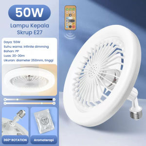 Lampu Kipas Angin Remote 2in1 Versi yang ditingkatkan 50W  In 1 Fan & Light 3 Color Dapat diatur/Dengan remote control