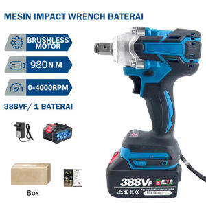 Cordless Impact Wrench Brushless 388VF 680N.M Mobil Impact Baterai Mesin Bor CVT Beton Tembok Kayu Impact Wrench 2 Baterai Kunci Impact
