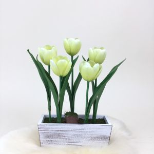 กระถางดอกไม้ประดิษฐ์ ทิวลิปปลอมพร้อมกระถางไม้
