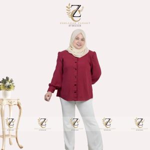 ZEELLZAH CLOSET BLOUSE AMARA FULL BUTTON ELEGANT MUSLIM WOMAN IRONLESS WOMEN BLOUSE PLAIN CASUAL AND FORMAL SHIRT - 10 INTERESTING COLORS