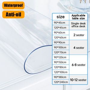 2-12 Seater✨ Rectangular 0.5mm PVC Tablecloth Transparent Plastic Cover Waterproof Oil Proof Mat