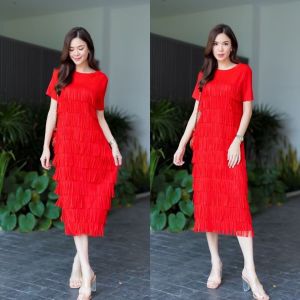 เดรสอัดพลีท คอกลม แขนสั้น แพตเทิร์นดีงามมว้าก เล่นระดับชายพู่ทั้งตัว ฟรุ๊งฟริ๊ง มีมิติ สวยงาม มงลงจร้าาา 👑👑  เนื้อผ้าอัดพลีท เนื้อนิ่ม นุ่ม  💫💫💫💫💫 งาน High Class สวยฟุ๊ง เริสมากๆ 👏🏻 ใส่สบาย  แบบงานแบรนด์ 🥰  ชุดเดียวเอาอยู่ สวย ปัง เรียบหรู  ดูแพ