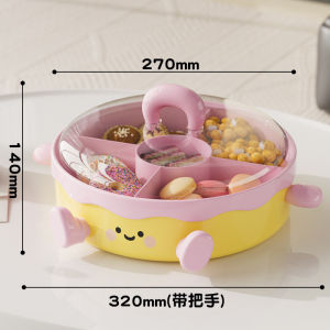 Home&Life.8 Cute Rotatable 2-Tier Stackable Fruit Platter Multi-Slot With Sealed Lid For Fruits Nuts Snacks