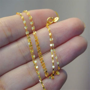 Original 24k Saudi Gold Pawnable Necklace Snake Bone Chain Ripples of Water Chain K Gold Necklace 18 K Necklace Male Style of Necklace