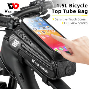 WEST BIKING Bicycle Bag Front Tube Bag 7 Inch Touch Screen Phone Bag Bike Frame Front Bag Waterproof Phone Case Bike Cycling  Accessories