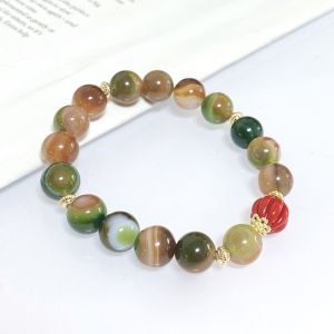 Thousand Crystals and Ten Thousand Beads Natural Peacock Agate Bracelet with Cinnabar Twisted Beads diy Womens bracelet customized by Maqiong Crystal Factory