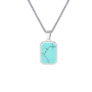 Modern Necklace Stainless Steel Mens Necklace Geometric Rectangular Pendant Neck Suitable for Everyday Wear