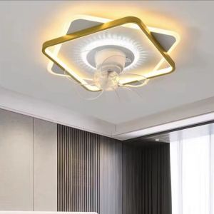 Rotation 360 º Shaking Head Fan Light Stepless Dimming Childrens Ceiling Lamp with Remote Control Chandelier Bedroom LED Decorative Lighting