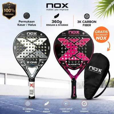 [Ori] NOX Padel Racket-Serat Carbon 3KPermukaan Kasar & Halus360g Ultra Ringan Awet Tahan Lama Cocok Pemula Main Kasual Harian & PertandinganStok Ready