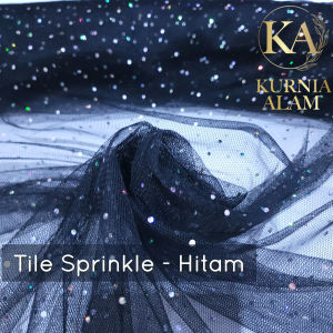 Kain Tile Tulle Gliter Sprinkle METERAN (100cm) Bahan Dress Premium Mewah dan Murah Tile Diamond Halus Lebar 170 cm