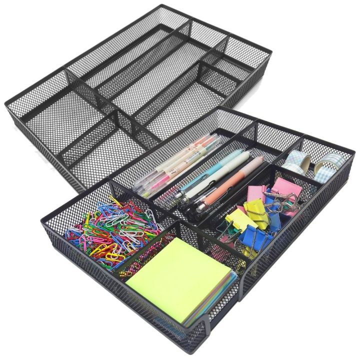 CINDYKHBKJ 6 Compartments Desk Drawer Organizer Tray Metal Mesh Pen ...