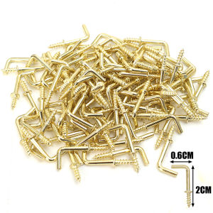 300/100Pcs Right Angle Screws Hook Screw-in Square Bend Hooks L Style Sheep Eye Hook Fastener Hanging Cup Planter Photo Frame Screws Hanger