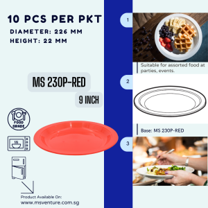 {MSV} Quality Plastic Plates 9-10 inch Microwavable in Assorted Colours BPA Free Durable Reusable MS 230P MS 260P