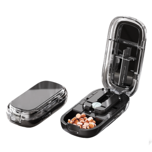 HELUVK  Tablet Quartering Pill Cutter Divider Organizer Dustproof Crusher Pill Cutter   Divider for Small or Large Pills