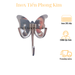 Móc treo đồ nhà tắm 100% Inox đặc không rỉ sét Móc áo 3 chia inox hình con bướm giá treo inox TIến Phong Kim