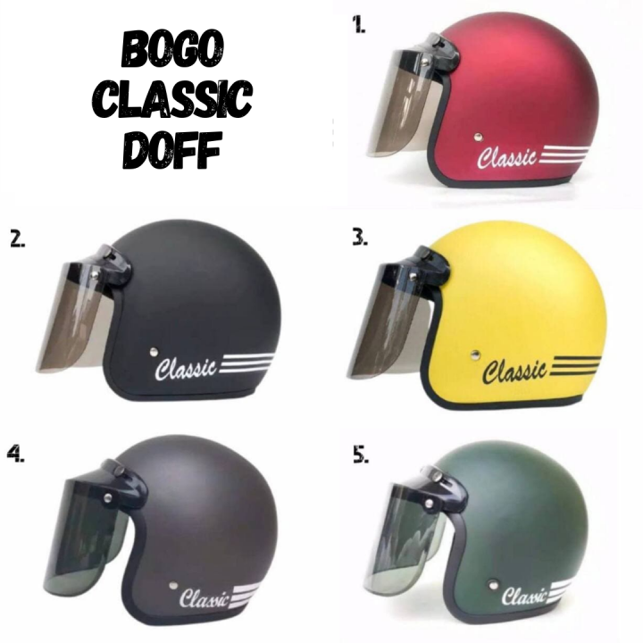 Helm Bogo Wanita Pria Dewasa Retro Sni Murah Klasik Cewek Hijab Motor