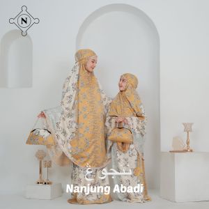 Mukena Couple Ibu & Anak Sophia Bunga 2in1 Silk by Nanjung Abadi