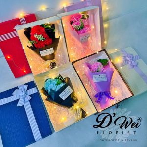 6pcs Mini Soap Carnation Flower Bouquet+Gift Box+Gift Bag | Bunga Sabun | Birthday|Mother Day Father’s day康乃馨香皂花