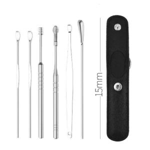 Gratis Semua - Set Paket Pembersih Kotoran Telinga Stainless Steel / Alat Pembersih Telinga Korek Kuping Ear Wax 6In1 / Set Earpick
