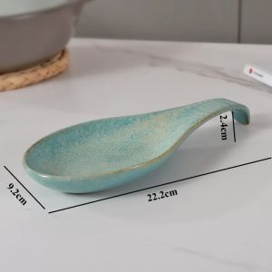 FFBH Ceramic Spoon Rest Nordic Retro Kitchen Glaze Utensil Holder Kitchen Creative Aesthetic Cooking Spoon Stand Household Items T2Y7B