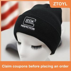 【ZTOYL】 หมวกถักแฟชั่นสำหรับผู้ชายหมวกบีนนี่ปักลายสำหรับผู้หญิงหมวกฮิปฮอปสีดำแนววินเทจสำหรับฤดูใบไม้ร่วงและฤดูหนาว