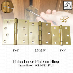 (ONE PAIR) China Brass Plated Loose Pin Door Hinge Hinges (3x3 / 3.5x3.5 / 4x4) Eudesigns BISAGRA
