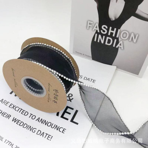 (5yards) 4cm Pearl Fish Tail Yarn Ribbon Bow Fresh Flower Bouquet Gift Packaging Wavy Ribbon
