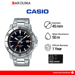 Jam Tangan Pria Casio General MTP-VD01D-1E2 Enticer Men Black Dial Stainless Steel Band