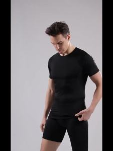 PRO Mens fitness clothing sports tight-fitting short-sleeve quick-dry elastic running shirt T Compression cycling jersey basketball and yoga wear