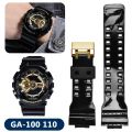 Silicone Strap for Casio G-Shock GA-100/110/140/200/400/700 800 GD-100/110/120 Men Replacement Black Gold Buckle Watch Band 16mm. 