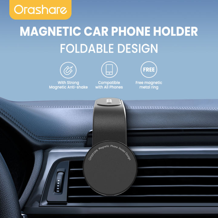 Orashare CPH03 Magnetic Car Phone Holder, Bendable and Easy Paste Aluminum  Alloy Car Phone Navigation Holder for Dashboard Center Console, 360°
