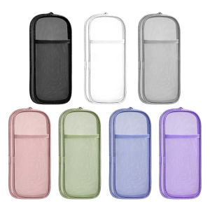 3Pcs Double Layer Pencil Case Clear Mesh Pen Case Large Capacity Pencil Pouches Pen Organizers Travel Makeup Brush Bag