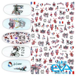 Sticker Dán Móng Tay 3D Dạng Decal Dán Móng Chống Nước Hoạ Tiết Paris Cổ Điển Vintage Paris Style F528