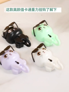 Practical Lovely Cats Head Sturdy ABS Hook Set of 2 Pieces for Wall Hanging Decoration Home or Office Supplies