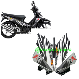 STIKER STRIPING LIS LES BODY MOTOR HONDA SUPRA X 125R TAHUN 2012 2013 WARNA HITAM 1SET STANDAR