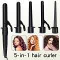 Professional interchangeable barrels 5 in 1 hair curling wand hair curler 5 Part Hair Curling Iron Ceramic Heat Resistant Glove. 