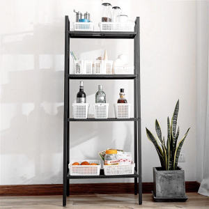 🇸🇬 VASAGLE Ladder Shelf 4-Tier Bookshelf Storage Rack Bookcase with Steel Frame for Living Room Home Office Kitchen Bedroom Industrial Style White and Black